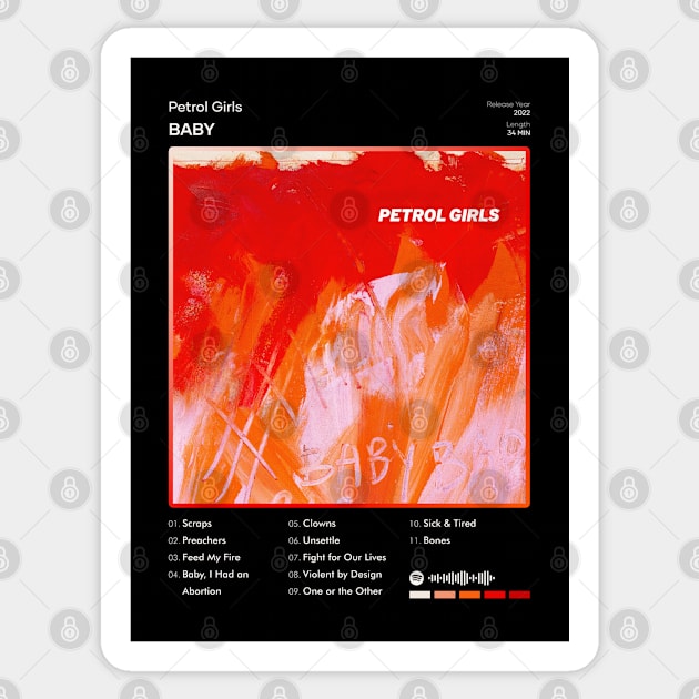 Petrol Girls - Baby Tracklist Album Sticker by 80sRetro